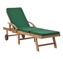 Vidaxl chaise longue avec coussin bois de teck solide vert
