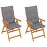 Vidaxl chaises de jardin 2 pcs avec coussins gris bois de teck massif