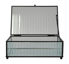Boîte noire rectangulaire avec couvercle en verre et métal 20 x 13 x 7 cm