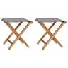 Vidaxl chaises pliables 2 pcs bois de teck solide et tissu gris foncé