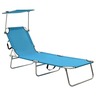Vidaxl chaise longue pliable avec auvent bleu aluminium