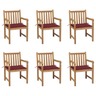 Vidaxl chaises de jardin 6 pcs avec coussins bordeaux bois de teck