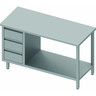 Table inox avec 3 tiroirs a gauche et etagère - gamme 600 - stalgast -  - acier inoxydable1400x600 x600xmm