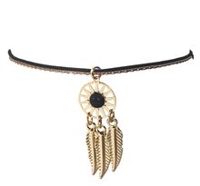 Bracelet Noir pour femme fantaisie thème Indien finition dorée