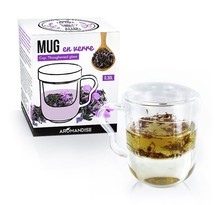 Mug à thé avec poignée, infuseur et couvercle - verre