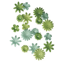 Fleurs en papier vert moyen 1,5 à 2,5cm 36 pièc.
