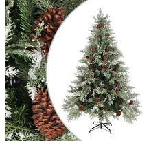 vidaXL Sapin de Noël avec pommes de pin Vert et blanc 150 cm PVC et PE