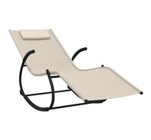 Vidaxl chaise longue à bascule crème acier et textilène