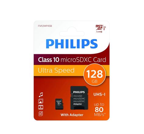 MicroSDXC 128GB CL10 80mb/s UHS-I +Adapter Retail PHILIPS