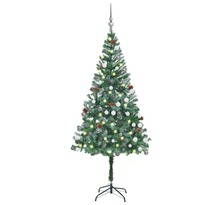 vidaXL Arbre de Noël artificiel pré-éclairé/boules pommes de pin 180cm