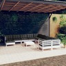 vidaXL Salon de jardin 12 Pièces avec coussins blanc bois de pin