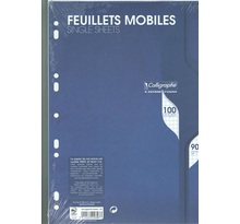 Pqt de 50 Feuillets mobiles 21x29,7 cm 100 pages Q.5x5 90g Blanc CLAIREFONTAINE