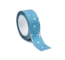 Masking tape pailleté 1,5 cm flocon bleu