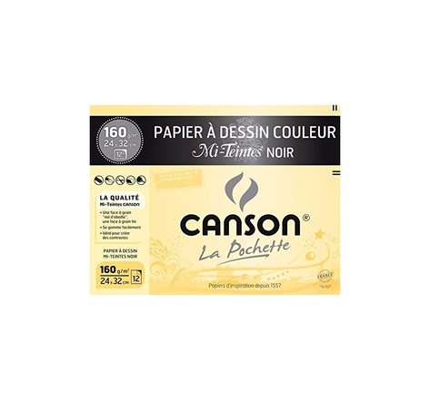CANSON Papier dessin Mi-Teintes, 320 x 240 mm, noir