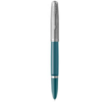 Parker 51 stylo plume  corps résine bleu canard + capuchon inox poli  plume moyenne  coffret cadeau