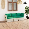 Vidaxl canapé palette à 3 places de jardin avec coussins bois d'épicéa