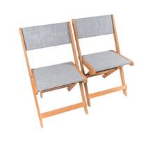 Chaise pliante en bois exotique "Seoul" - Maple - Gris - Lot de 2