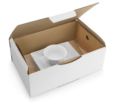 Boîte carton blanche avec calage film Korrvu® 20,5x16x8,5 cm (colis de 50)