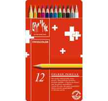 Crayons de couleur Swisscolor en étui métal de 12 CARAN D'ACHE