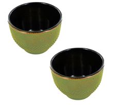 2 tasses en fonte vert et bronze - 0 15 L