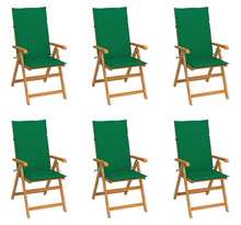vidaXL Chaises de jardin 6 Pièces avec coussins vert Bois de teck