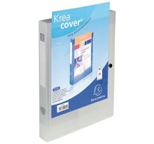 Boîte de rangement Kreacover® avec fermeture à bouton pression et pochette avant transparente A4 240 x 330 x 40 mm Polypropylène chromaline transparent Blanc