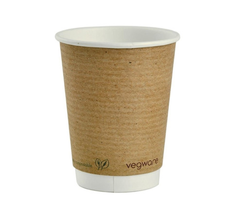 Gobelet double paroi compostable 340 ml - lot de 500 - vegware - papier x110mm
