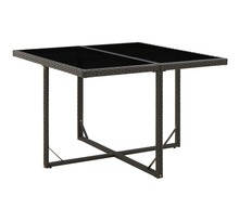 vidaXL Table de jardin Noir 109x107x74 cm Résine tressée et verre