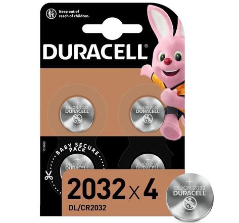 Piles boutons au lithium Duracell spéciales 2032 3V, lot de 4 (DL2032/CR2032)