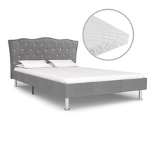 Vidaxl lit avec matelas gris clair tissu 140x200 cm