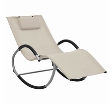 Vidaxl chaise longue avec oreiller crème textilène