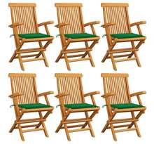 Vidaxl chaises de jardin avec coussins vert 6 pcs bois de teck massif