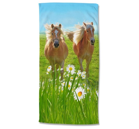 Good Morning Serviette de plage HORSES 75x150 cm Multicolore