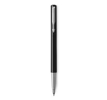 PARKER Vector stylo roller, noir avec attributs chromés, pointe moyenne, encre bleue, coffret cadeau