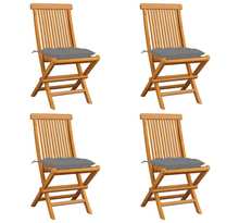 Vidaxl chaises de jardin avec coussins gris 4 pièces bois de teck massif