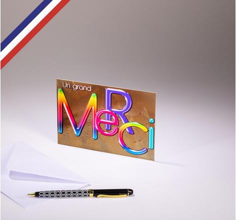 Carte simple Pop C'Art créée et imprimée en France sur papier certifié PEFC - Un grand MERCI
