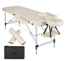 Tectake table de massage 2 zones avec rouleaux de massage - beige