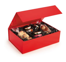 Boîte cadeau pelliculée rouge avec fermeture aimantée 33 x 23 x 10 cm (lot de 10)