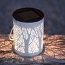 2 lanternes solaires jeu de lumière forest blanc acier h18cm