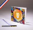 Carte double scintillante créée et imprimée en france sur papier certifié pefc - lion