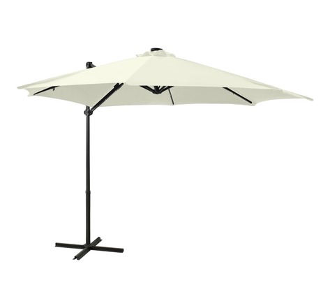 Vidaxl parasol déporté avec mât et lumières led sable 300 cm