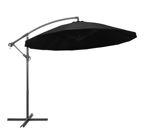 Vidaxl parasol suspendu noir 3 m mât en aluminium