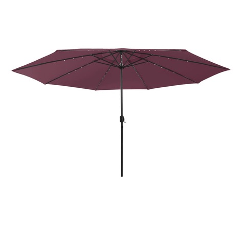 Vidaxl parasol d'extérieur avec led et mât en métal 400 cm bordeaux