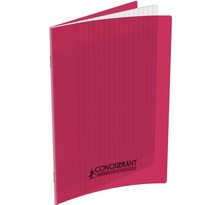 Cahier 48 pages seyès 90 g  couverture polypropylène rose  format 17 x 22 cm conquerant