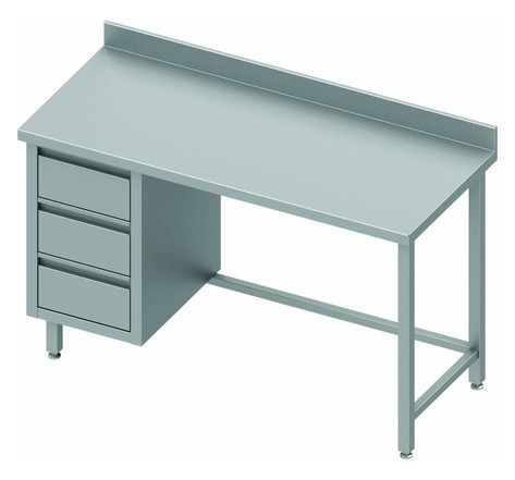 Table inox avec 3 tiroirs a gauche - gamme 600 - stalgast -  - inox800x600 x600x100mm