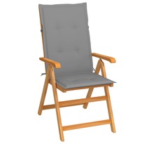Vidaxl chaise de jardin avec coussins gris bois de teck massif