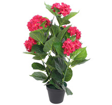 vidaXL Plante hortensia artificielle avec pot 60 cm Rouge