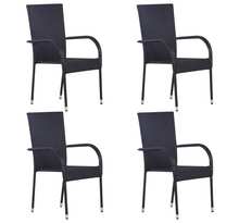 Vidaxl chaises empilables d'extérieur 4 pcs résine tressée noir