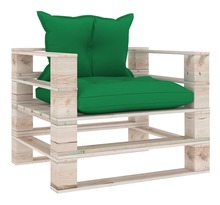 Vidaxl canapé palette de jardin avec coussins vert bois de pin
