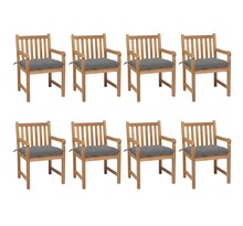 Vidaxl chaises de jardin 8 pcs avec coussins gris bois de teck solide